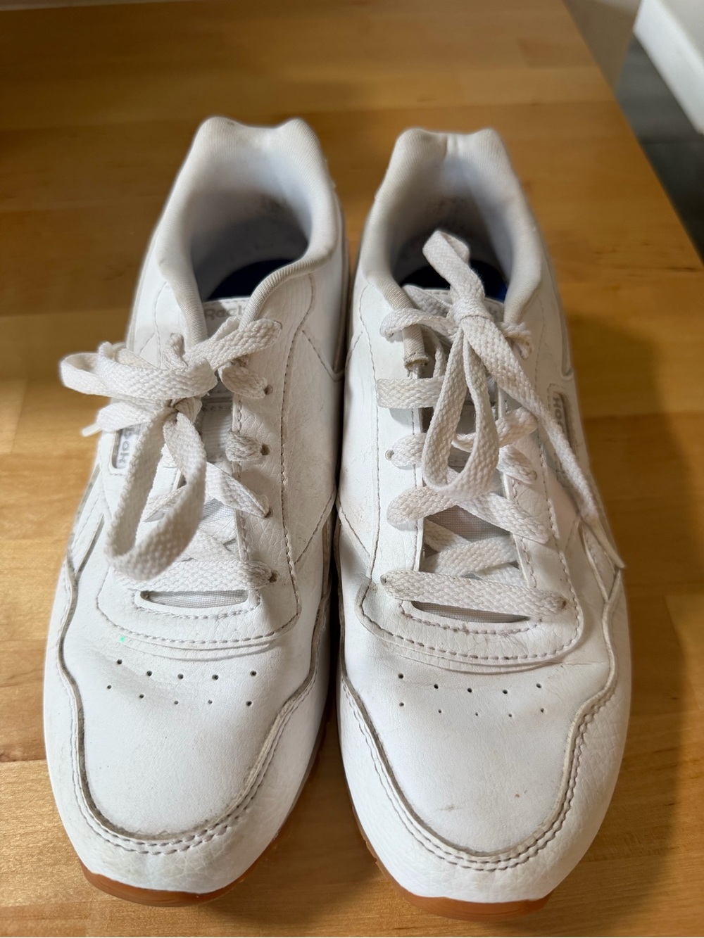 Reebok White Kids Lace-Up Sneakers with Gum Sole